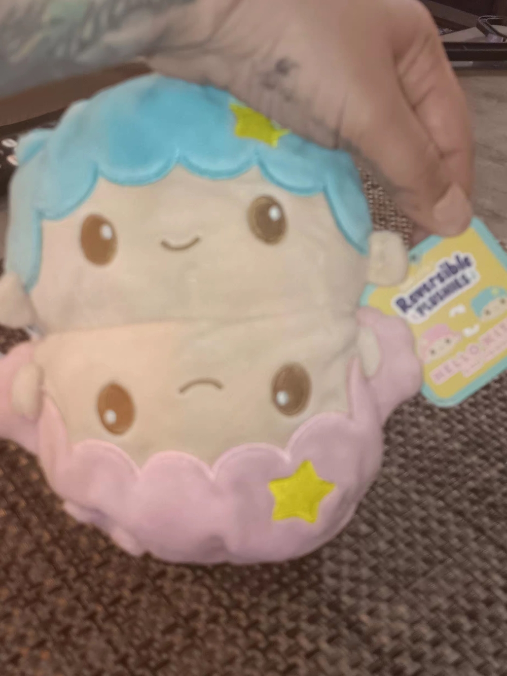 Sanrio Little Twin Stars Plush Reversible Squish - Blue & Pink